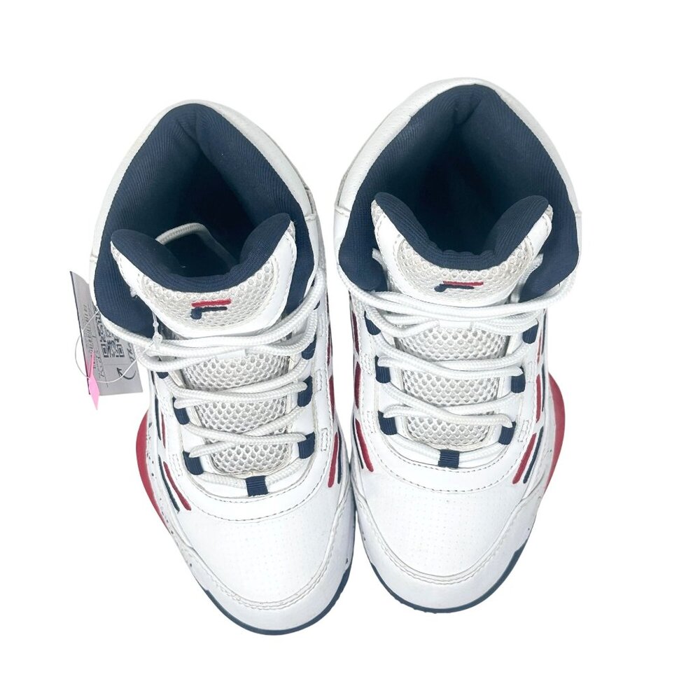 Fila Spitfire Boys 4 Mid-Cut White Red Blue Youth Basketball Sneakers - Picture 13 of 16